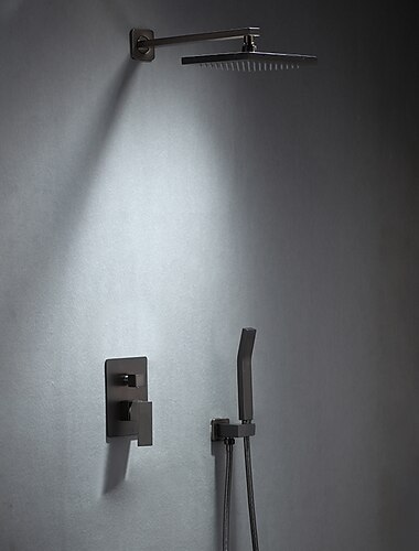 torneira de chuveiro, torneira de chuveiro conjunto de sistema de chuveiro de chuva - chuveiro de mão incluído chuveiro de chuva de cabeça dupla estilo vintage antigo galvanizado no teto válvula de