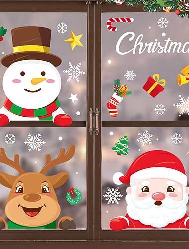 1 set kerst raamstickers kerstman sticker vrolijk kerstfeest decoraties voor thuis navidad xmas ornament gift nieuwjaar