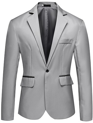  Men\'s Blazer Sport Jacket Sport Coat Breathable Wedding Work Business Single Breasted One-button V Neck Business Elegant Jacket Outerwear Print Pocket Black White Pink