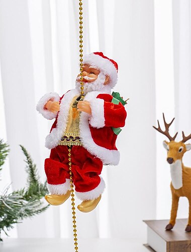 música elétrica de natal papai noel escada de escalada, enchimentos de meia para crianças, enfeites de boneca de corda de escalada divertidos, presentes e decorações de natal exclusivos