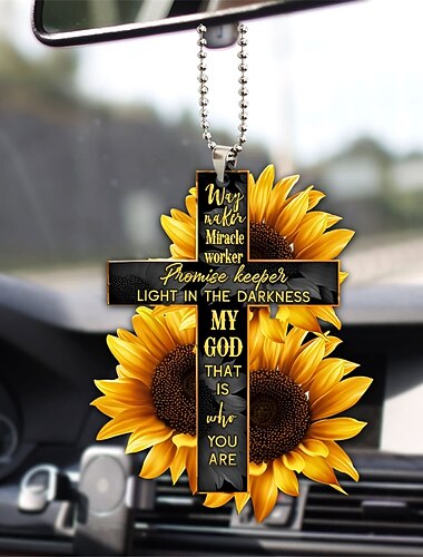 Kreuz Flügel Gott Glaube Rose rosig Schmetterling Christian Denkmal Jesus Auto Rückspiegel Zubehör Weihnachtsbaum Ornament Dekoration hängender Charme Innenrückspiegel Anhänger Dekor Geschenk