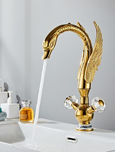 bateria umywalkowa łazienkowa - wodospad chromowany centralny pojedynczy uchwyt dwa otwory baterie wannowe