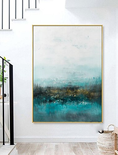 Peinture à l'huile faite à la main toile art mural décoratif abstrait couteau peinture paysage vert pour la décoration intérieure roulé sans cadre peinture non étirée