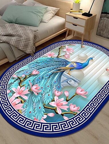 Alfombra ovalada 3d para sala de estar, alfombra para el hogar, dormitorio, guardarropa, sala de estar, alfombra lavable a máquina