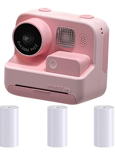 Appareil Photo Instantané Caméra Impression Thermique Caméra Numérique HD 1080P Avec 3 Rouleaux de Papier d'Impression Jouets Photo Vidéo Cadeau de Noël Garçons Filles