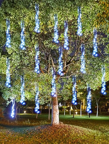 Lumières de Noël extérieures en pluie de météores guirlande de lumière en icônes de neige tombantes pour les décorations de Noël jardin de vacances AC110V-220V