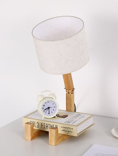 candeeiro de mesa de madeira criativa, candeeiro de mesa de estudo de quarto, candeeiro de mesa pequeno americano, luz noturna com iluminação