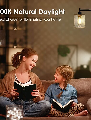 industrielle stehlampe für wohnzimmer, stehlampe mit hängendem gitterschirm aus eisen, 8w led-lampe, hohe stehlampe mit fußschalter für schlafzimmer, schwarz