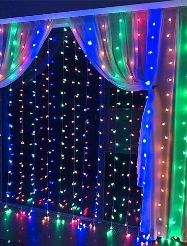 Weihnachts-LED-Fenster-Vorhang-Lichterkette 3x3M  6x3M 600 LEDs Funkelstern-Weihnachtslichter für Zuhause Garten Innen/Außen EU/US/UK Stecker