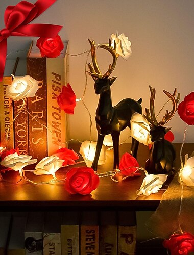 elegante festa di ricevimento di nozze luci a forma di rosa, 40/20/10 led a batteria ghirlanda luci a forma di fata 6 m/3 m/2 m per natale&amp;decorazioni per feste, decorazioni per San Valentino e