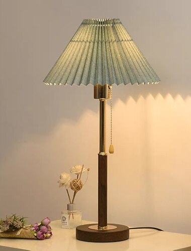 led asztali lámpa 14,8" magas matt fekete fa fém zabpehely szövet kúpos dob ernyő nappali ház éjjeliszekrényhez otthon