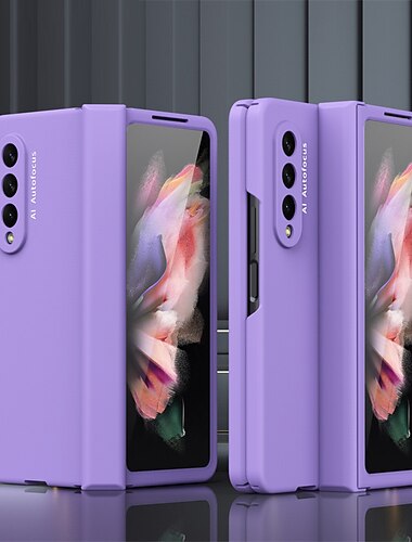 telefoon hoesje Voor Samsung Galaxy Z-vouw 7 Z Fold 5 Z Fold 4 Z Fold 3 Fliphoes Bumperrand Omdraaien Volledig lichaamsbeschermend Effen PC