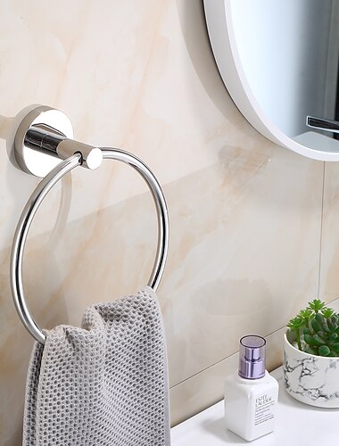 Towel Ring for Bathroom,Stainless Steel Hand Towel Holder Modern Circle Towel Hanger Round Towel Rack Wall Mounted(Black/Chrome/Golden/Brushed Nickel)