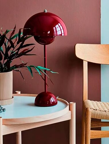 moderna lampada da tavolo bud macaron, lampada da comodino touch nordica ricaricabile semplice, lampada da notte creativa per camera da letto a forma di fungo di design danese