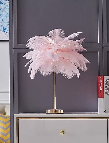 lampada da tavolo in piuma bianca con filo spina lampada moderna in piuma lampada da comodino a 3 luci per camera da letto lampada da comodino lampada da scrivania luce notturna in oro regalo di