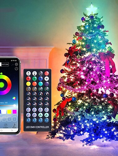 weihnachtslichterketten rgb 20/10/5m fernbedienung punktsteuerung magische farbe led lederdraht lichterketten 5m 10m 20m usb bluetooth app steuerung weihnachtsatmosphäre dekoration wasserdichte
