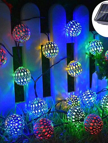 Solar marokkanische Lichterketten Weihnachtsball Fee Lichterketten 12m 7m 6.5m Outdoor Garten Lichter IP65 wasserdicht Neujahr Hochzeit Party Terrasse Baum hängende Lichter Weihnachtsdekor Landschaft Lampe