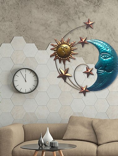 inomhus sol måne stjärna metall hänge kreativa järn vägghängande ornament rostfria utomhus konstnärliga verk bakgrund dekor heminredning tillbehör