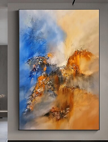 håndlavet oliemaleri lærred væg kunst indretning abstrakt farvet bjerg maleri originalt landskab maleri til boligindretning med strakt ramme/uden indre ramme maleri