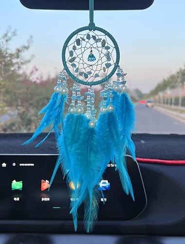 roze dromenvanger handgemaakt cadeau met veren muur opknoping decor kunst windgong boho stijl auto opknoping thuis hanger