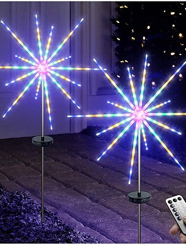 1/2 pcs vuurwerk lichten outdoor solar kerst tuin decoraties Pathway lichten led decoratieve meteoor paard lamp waterdicht ster lamp voor tuin gazon landschap nieuwjaar lichten