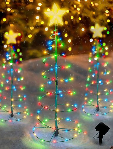 Lumini pentru potecile exterioare de Crăciun cu lumini luminile solare 50LED-uri lumini cu ștecher LED lămpi de sfoară grădină exterior metalică pentru copacul de Crăciun 6m/19.7 inci