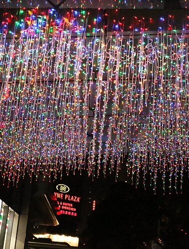 Guirlande lumineuse à rideau de glaçons 4 m - 120 LED pour décorations de fenêtre d'extérieur de Noël pour jardin de fées et décoration de fête
