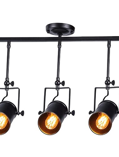 προβολέας οροφής led ρετρό vintage φωτιστικά οροφής e27 downlight, στρογγυλό σχέδιο με 2 φώτα μαύρο σιδερένιο αμπαζούρ, περιστρεφόμενοι ρυθμιζόμενοι βιομηχανικοί προβολείς ανέμου