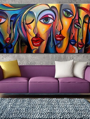 Peinture à l'huile Hang-peint Peint à la main Format Horizontal Personnage Pop Art Moderne Toile roulée (sans cadre) Peinture à l'huile Hang-peint Peint à la main Format Horizontal Personnage Pop Art Moderne Toile roulée (sans cadre)