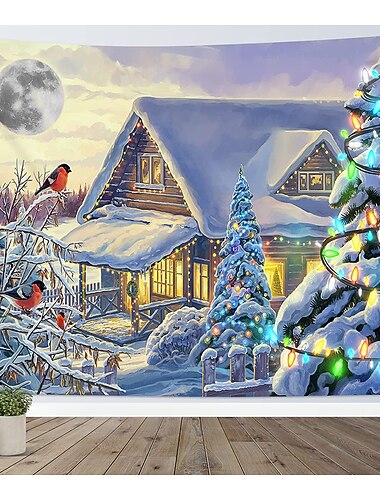  زينة عيد الميلاد سانتا كلوز عطلة حزب عيد الميلاد كبير نسيج الجدار صورة خلفية خلفية الفن ديكور صورة خلفية غرفة نوم المنزل غرفة المعيشة شجرة ثلج الأيائل ندفة الثلج شمعة هدية الموقد