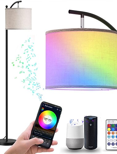 φωτιστικό δαπέδου πολλαπλών λειτουργιών σαλονιού προαιρετικός έξυπνος λαμπτήρας wifi rgbcw και ρυθμιζόμενος μοχλός 60-71 ιντσών ψηλό γκρι λινό φωτιστικό κρεβατοκάμαρας σκίαστρο ηλίου κάθετο φωτιστικό