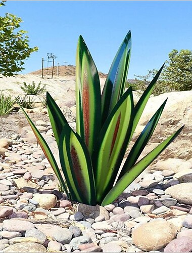 tequila sculpture rustique, plante d'agave en métal bricolage, agave en métal rustique peint à la main, statue de décoration d'art de cour de jardin décor à la maison pour piquets de jardin, figurines de jardin, patio extérieur