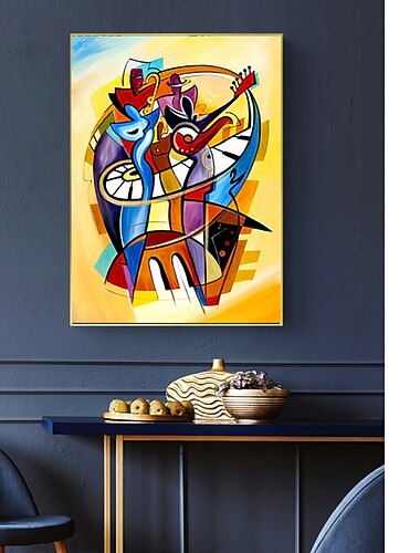 Pintura a óleo artesanal arte da parede da lona decoração estilo kandinsky pós-moderno abstrato para decoração de casa rolado sem moldura pintura não esticada