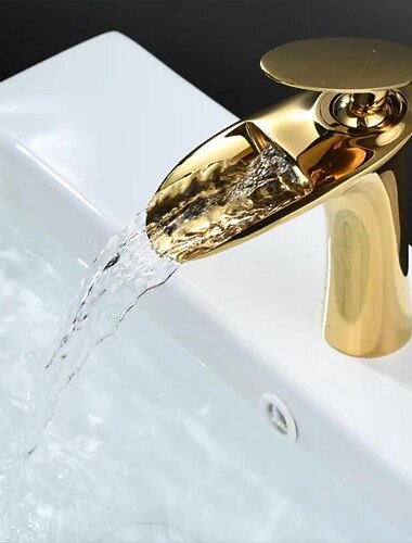 מפל כיור אמבטיה ברז מיקסר, כיור מונו ברזי כיור ידית אחת עם צינור חם וקר מונובלוק סיפון ברז מים פליז