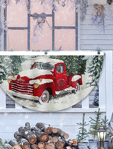 decoración de navidad para el hogar al aire libre decoración de la puerta de la bandera en forma de abanico feliz navidad cartel de la puerta del porche adorno colgante decoración de navidad para el