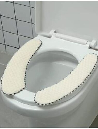 dick gepolsterte Toilettensitzbezugsmatte warmes Plüsch-Toilettensitzkissen rutschfestes weiches Toilettenkissen waschbare Toilettensitzwärmermatte mit selbstklebendem Klebeband für