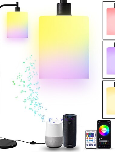 مصباح أرضي LED مع عاكس الضوء الزجاجي المصنفر المعلق ومصباح LED ذكي أو مزدوج اللون فريد مناسب لمصباح القطب العالي في غرفة المعيشة وغرفة النوم والمكتب ac220v ac110v