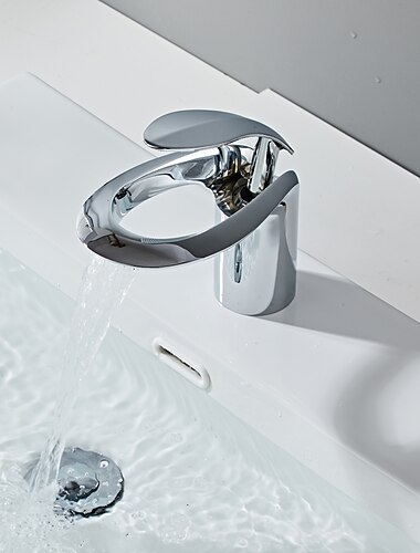 バスルーム シンク ミキサーの蛇口、真鍮マット ブラック滝普及シングル ハンドル 1 穴容器流域タップ ホットとコールド スイッチ クローム ホワイト