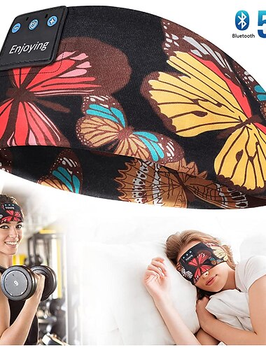 Masque de sommeil Bluetooth 5.2 Casque de sommeil Écouteurs fleuris Casque de sport Écoute de musique plateforme pour dormeur sur le côté Meilleur cadeau de Saint-Valentin Voyage
