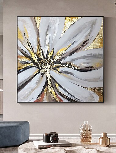 Pintura al óleo hecha a mano lienzo decoración de arte de la pared pétalos dorados abstractos modernos para decoración del hogar pintura enrollada sin marco sin estirar