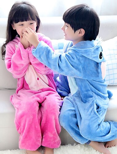  Enfant Pyjama Kigurumi Anime Monstre bleu Mosaique Combinaison de Pyjamas Deguisement drole polaire Cosplay Pour Garcons et filles Noel Pyjamas Animale Dessin anime