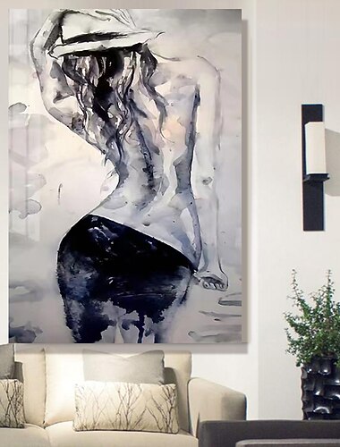 Käsintehty Hang-Painted öljymaalaus Maalattu Pysty Ihmiset Nykyaikainen Moderni Ilman Inner Frame  (ei kehystä)