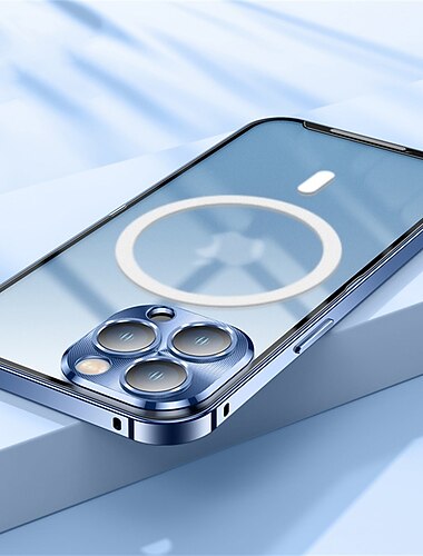 teléfono Funda Para iPhone 16 15 14 Pro Max Plus 13 12 11 Pro Max Con Magsafe y protector de pantalla Magnética Mate esmerilado Color sólido Metal Cuero de PU