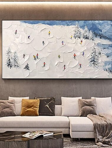 mintura håndlaget skianlegg landskap oljemalerier på lerret veggkunst dekorasjon moderne abstrakt bilde for hjemmeinnredning rullet rammeløst ustrukket maleri