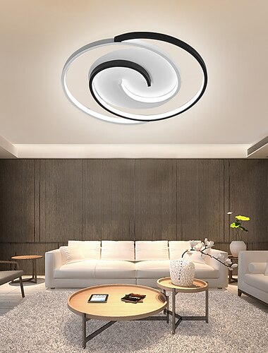 led taklys fjernkontroll svart rund, 19,5" taklampe dimbar stuelampe moderne kjøkken korridor soverom