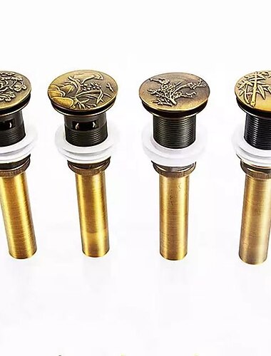 Waschbecken-Abflussstopper aus Messing mit Überlauf-Badezimmerarmatur, Waschbecken-Abtropfgestell, Antik-Messing Waschbecken-Abflussstopper aus Messing mit Überlauf-Badezimmerarmatur, Waschbecken-Abtropfgestell, Antik-Messing