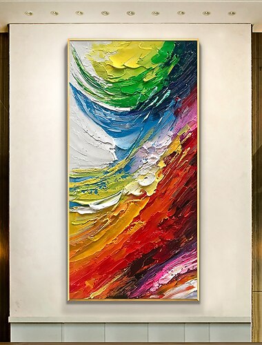 pintura al óleo 100% hecho a mano pintado a mano arte de la pared sobre lienzo vertical colorido abstracto moderno decoración del hogar decoración lienzo enrollado sin marco sin estirar