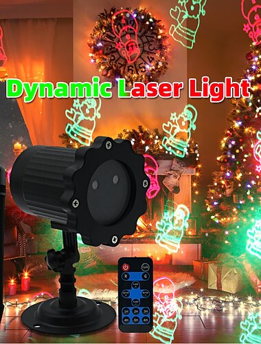 Projecteur de Noël Laser rouge et vert Cloche élément arbre de Noël Père Noël Projecteur télécommande faible tension prise Noël Saint Valentin lumières décoratives intérieures et extérieures