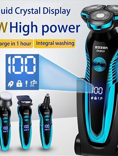 ماكينة حلاقة كهربائية جديدة قابلة للغسل قابلة للغسل ماكينة حلاقة كهربائية للرجال ماكينة تهذيب اللحية للاستخدام المزدوج الرطب والجاف