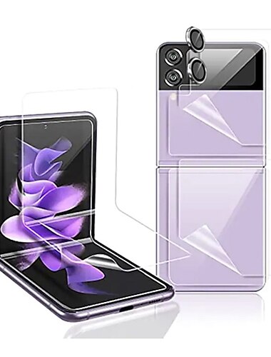 1 Set Screen Protector + Camera Lens Protector Back Screen Protector For Samsung Galaxy Z Flip 7 Z Flip 6 Z Flip 5 Z Flip 4 Z Flip 3 Tempered Glass TPU Hydrogel 9H Hardness Anti-Fingerprint High